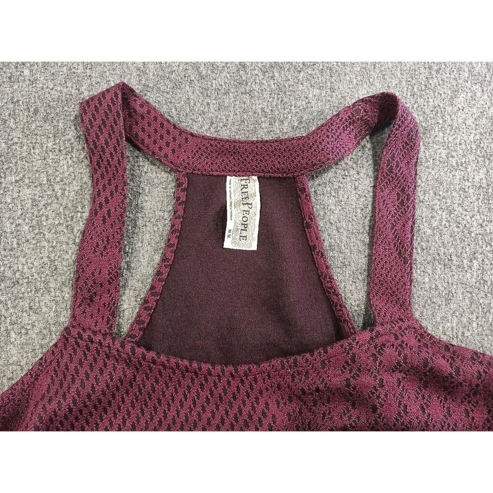 Free People Womens Bodycon Dress Medium Burgundy Crochet Lace Lined Stretch - Picture 7 of 9